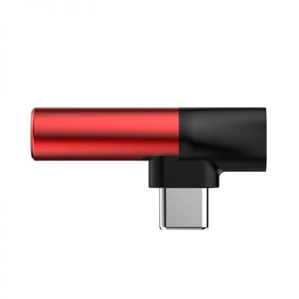 Adapter Audio Baseus L41 USB-C to Mini Jack 3.5mm + USB-C (red) cena