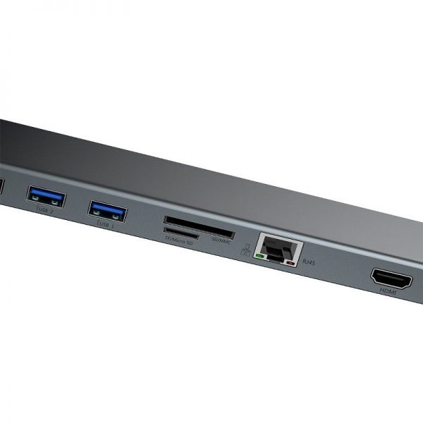 Baseus Enjoyment Series Multi-functional Type-C intelligent HD HUB（PD/HD4K*2/VGA/RJ45/SD/TF/USB*3/Audio*1/Stand)Dark gray navod