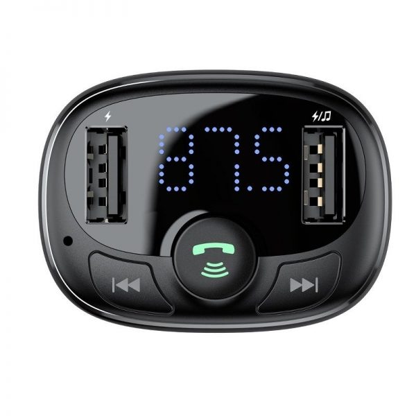 Baseus FM Transmitter T typed Bluetooth 2xUSB microSD (Black) distributor