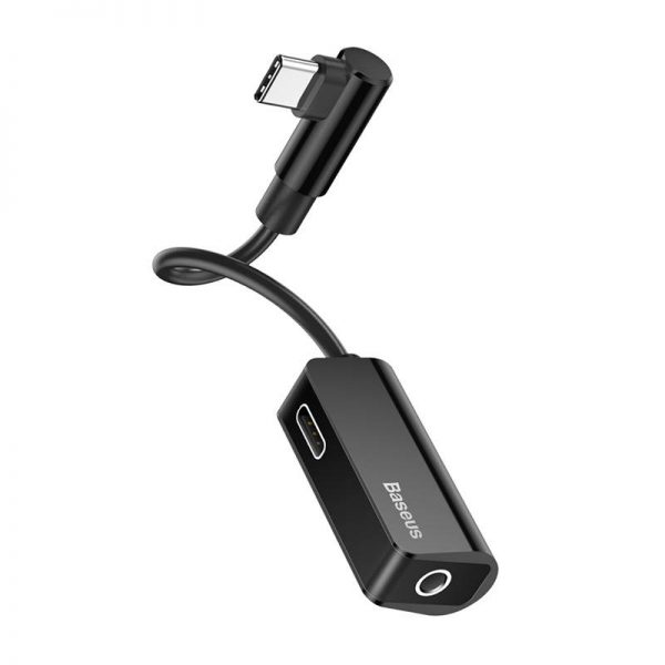 Baseus L45 Audio Adapter USB-C to Mini Jack 3.5mm and USB-C (Black) navod