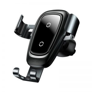 Baseus Metal Gravitational Car Mount with Qi Inductive Charger (Black)