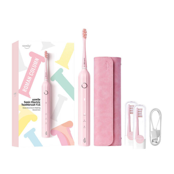 Sonic toothbrush with set of tips and case Usmile Y1S (Pink)